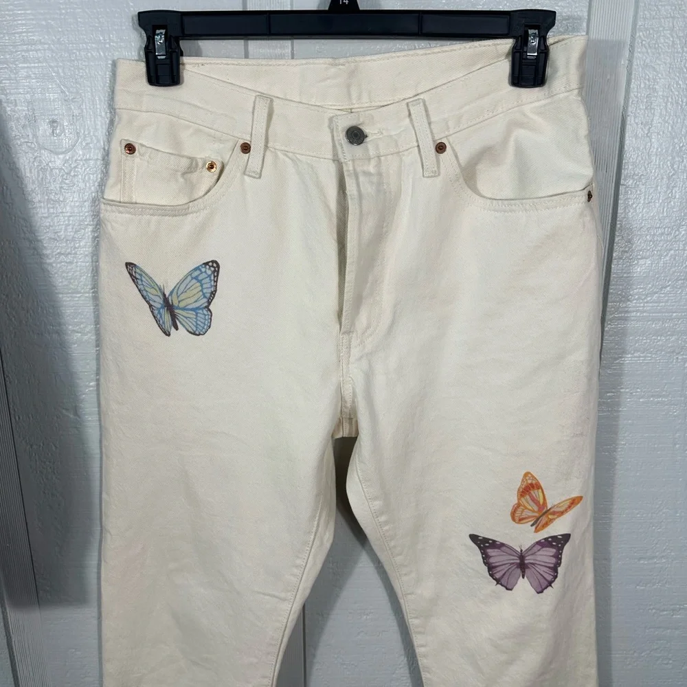 Levi’s Women’s White 501  Butterfly Jeans Size 30 x 28 EUC - Picture 5 of 12